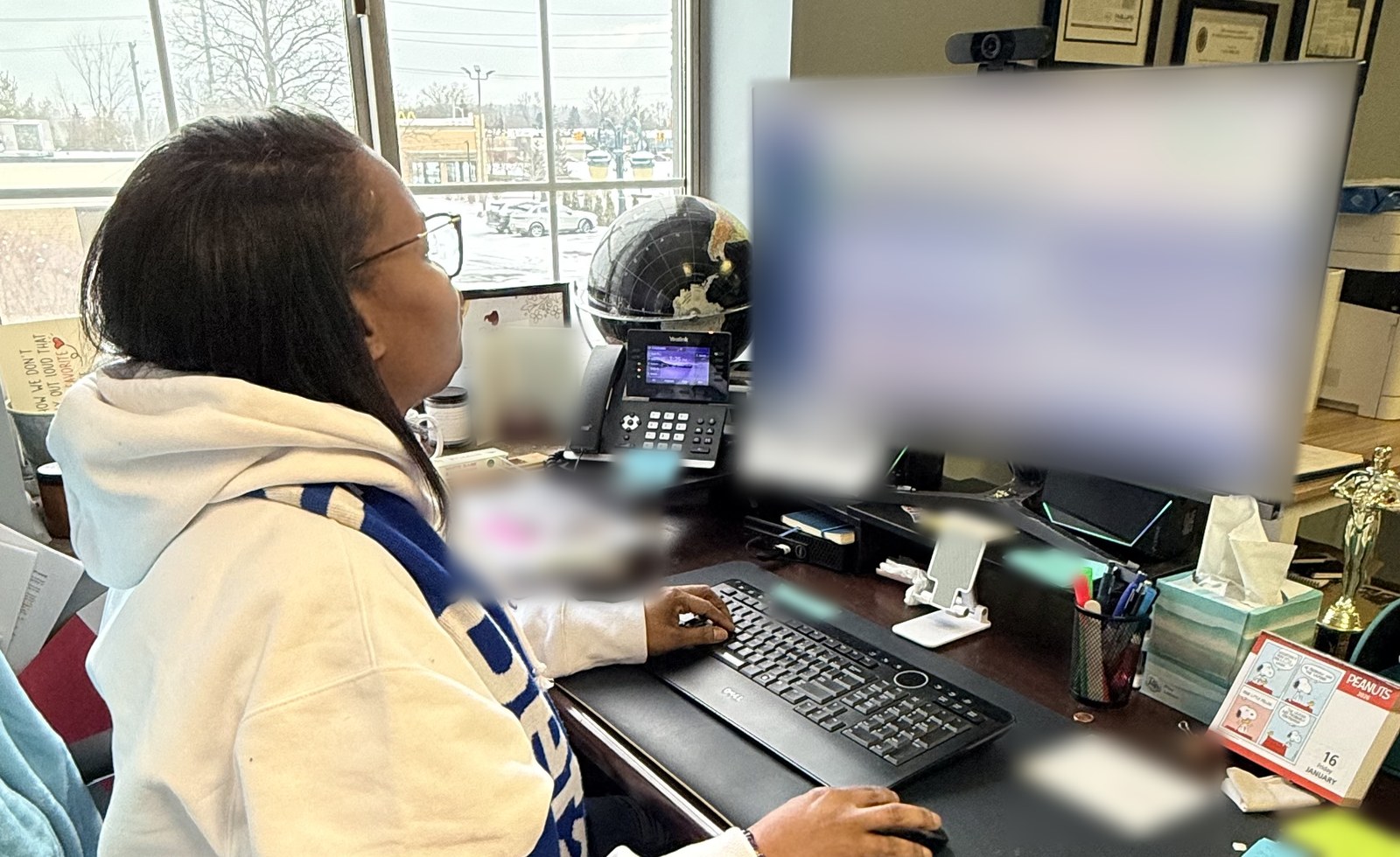 Yada Phillips working on a case at her desk